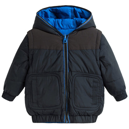 Baby Boys Black & Blue Reversible Cotton Jacket