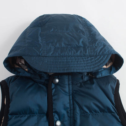 Boys Navy Blue Down Padded Hooded Gilet