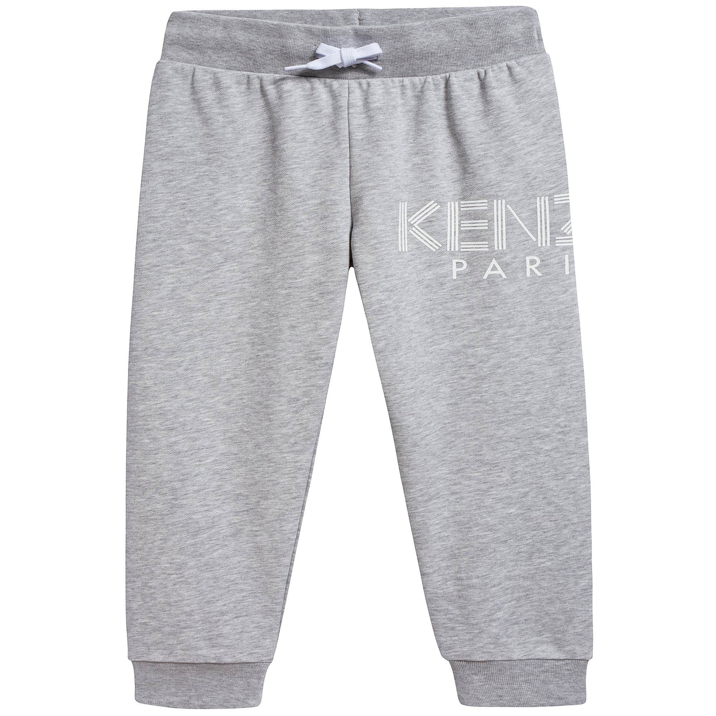 Girls Marl Grey Logo Cotton Trousers