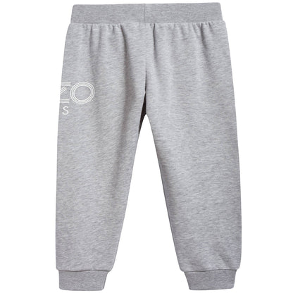 Girls Marl Grey Logo Cotton Trousers