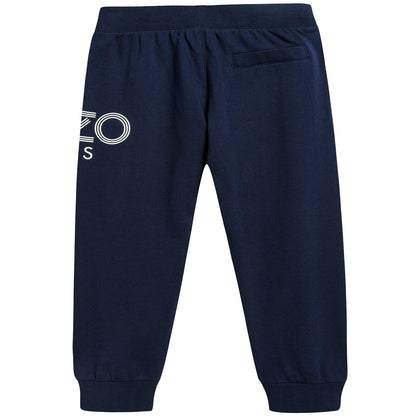Boys Navy Logo Cotton Trosers
