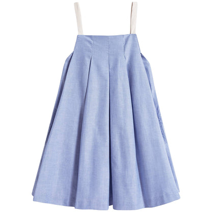 Girls Blue Pleated Dress