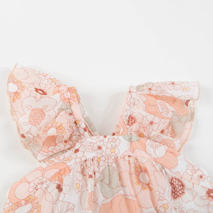 Baby Girls Rose Kaki Floral Cotton Dress