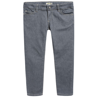 Girls Light Grey Cotton Jeans
