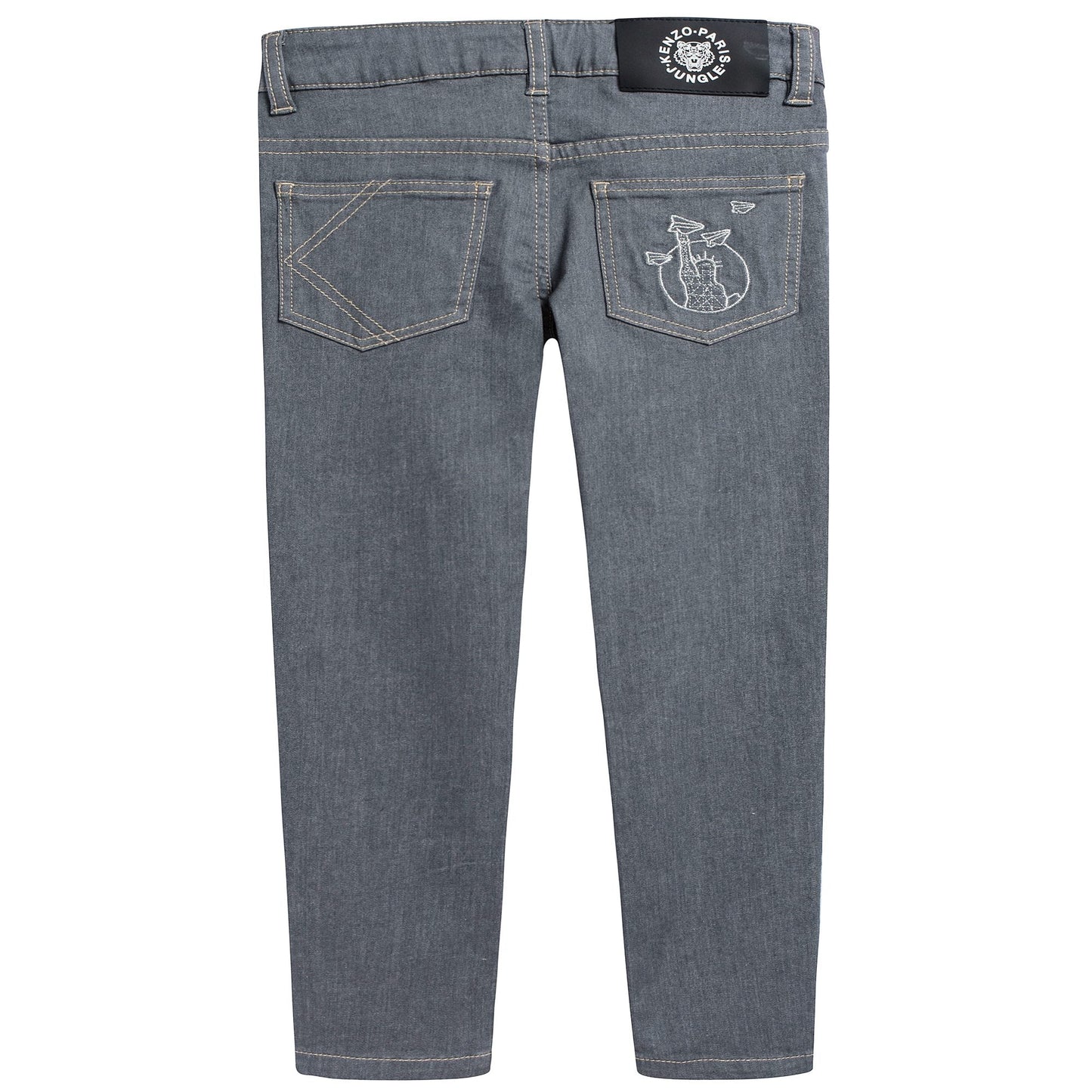 Girls Light Grey Cotton Jeans
