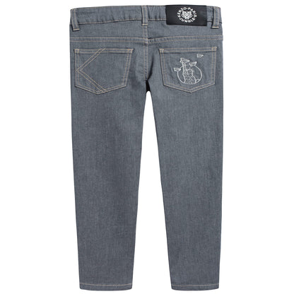 Girls Light Grey Cotton Jeans