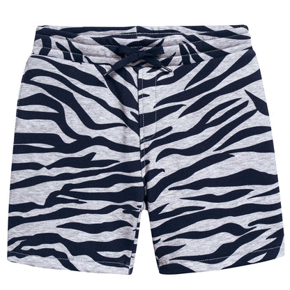 Boys Marl Grey Printed Cotton Shorts