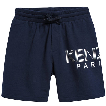 Boys Navy Logo Cotton Shorts