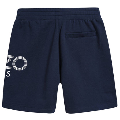 Boys Navy Logo Cotton Shorts