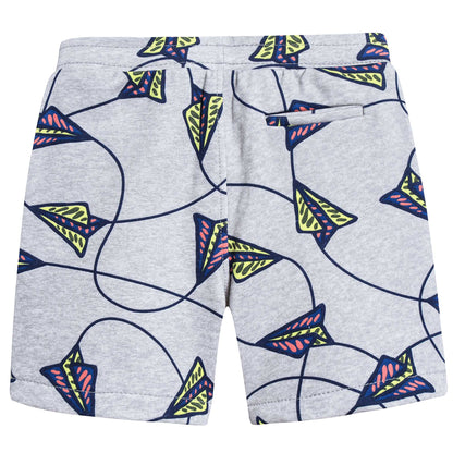 Boys Marl Grey Printed Cotton Shorts