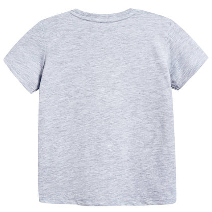 Boys Marl Grey Tiger Printed Cotton T-shirt