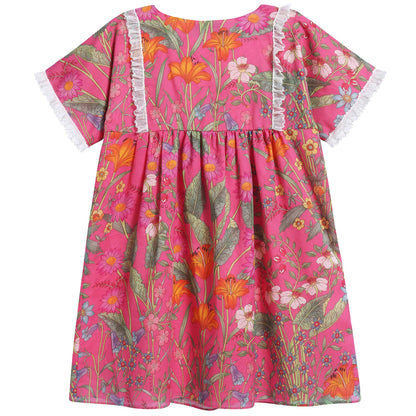Girls Pink Printed Dress