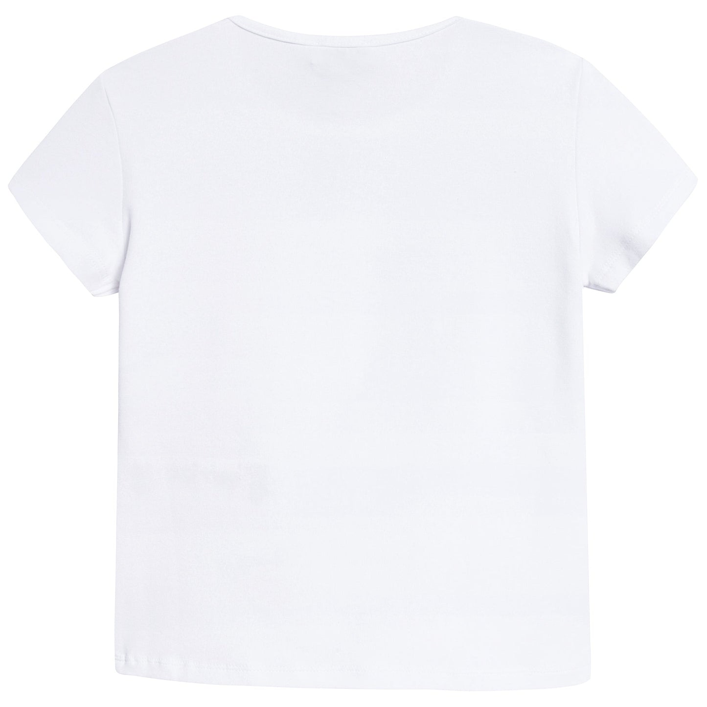 Girls White Eiffel Printed Cotton T-shirt