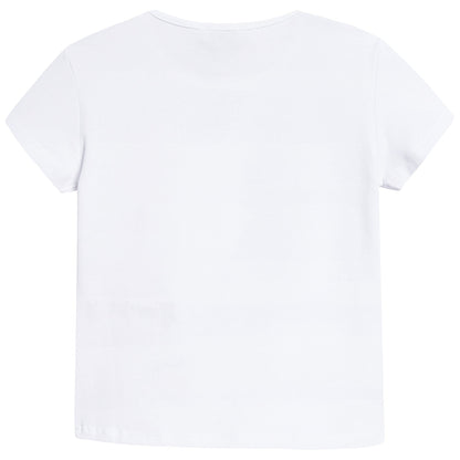 Girls White Eiffel Printed Cotton T-shirt