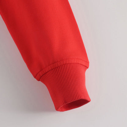 儿童红色连帽棉卫衣