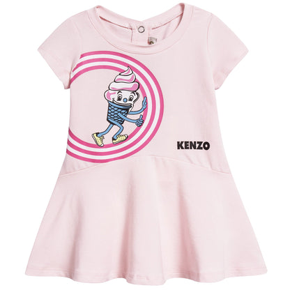 Girls Pink Logo Cotton Dress
