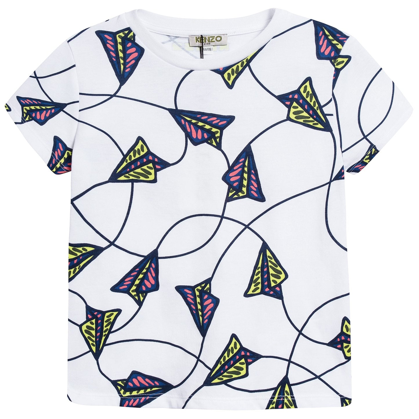 Boys White Printed Cotton T-shirt
