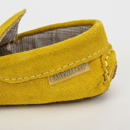 Boys Yellow Metallic Buckle Emellished Suede Leather Loafers