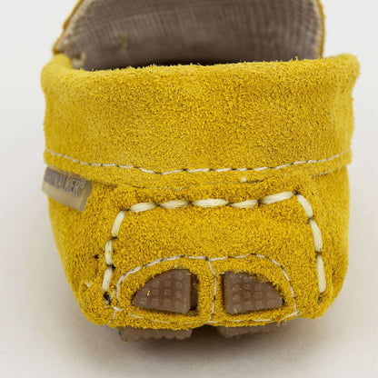 Boys Yellow Metallic Buckle Emellished Suede Leather Loafers