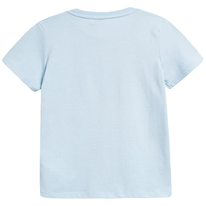 Boys Light Blue Printed Cotton T-shirt