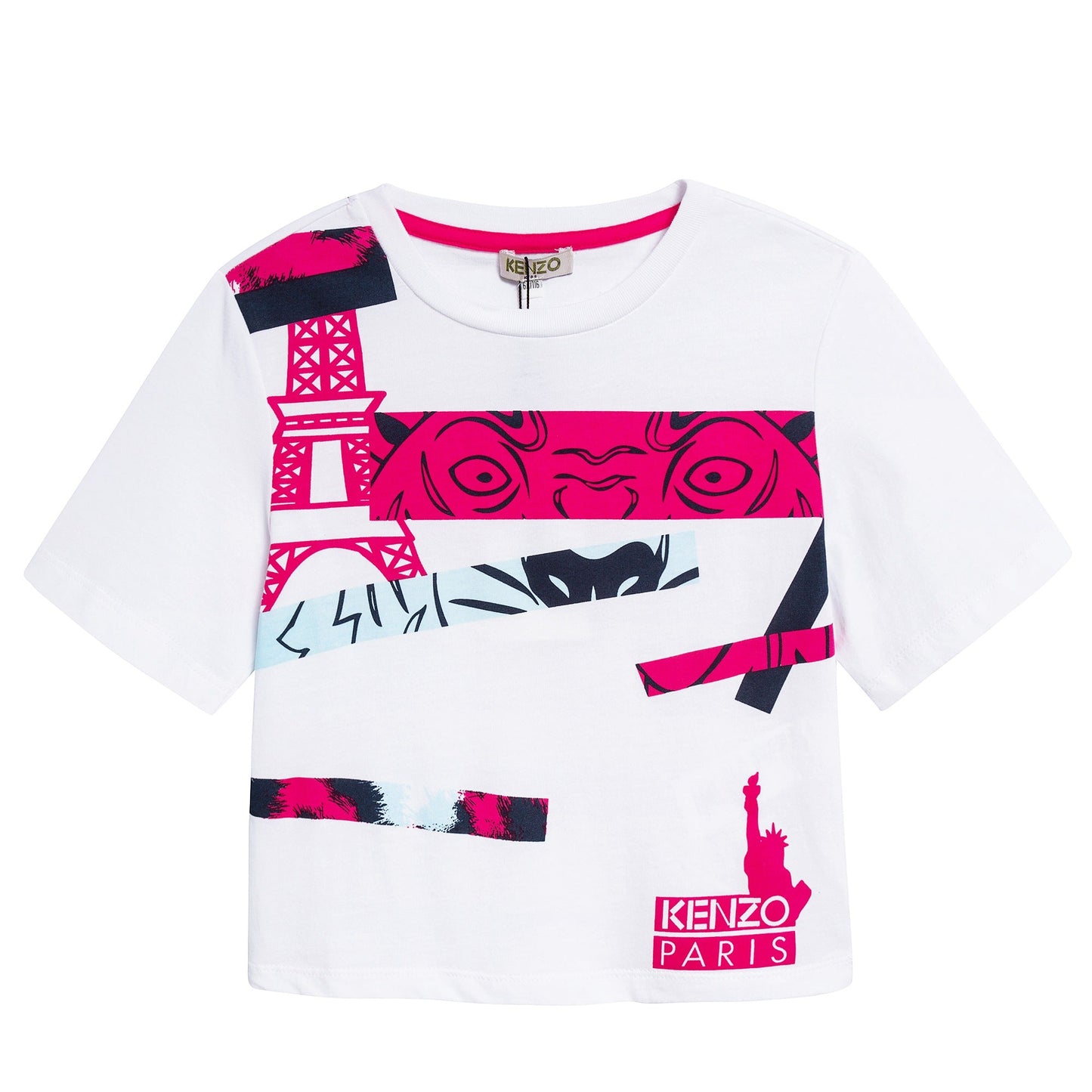 Girls White Logo Eiffel Cotton T-shirt