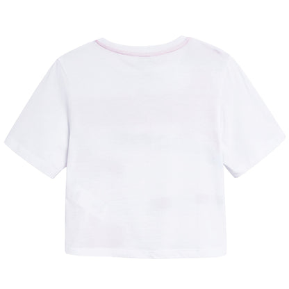 Girls White Logo Eiffel Cotton T-shirt