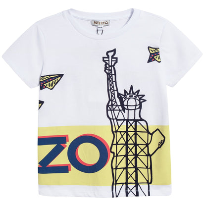Boys White Logo Cotton T-shirt