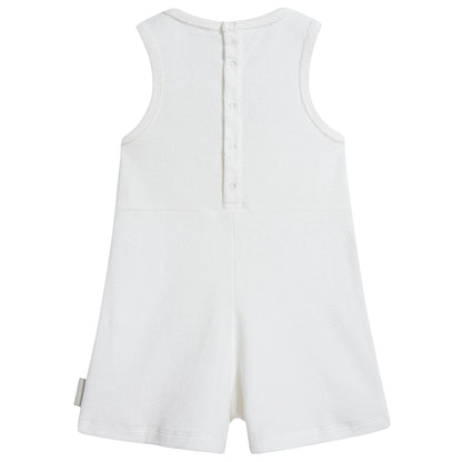 Girls White Pima Cotton Rompers