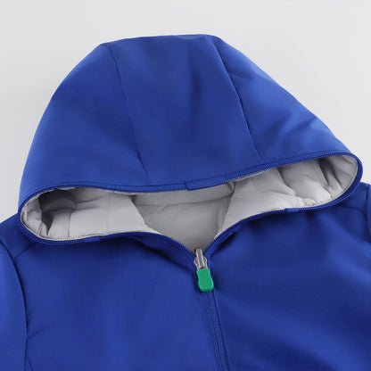 儿童深蓝色连帽双面棉服