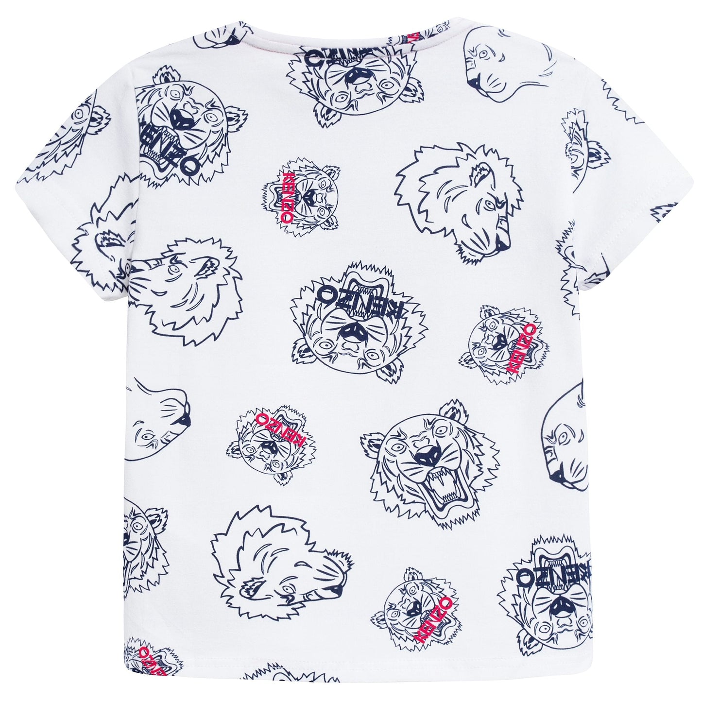 Girls White Tiger Printed Cotton T-shirt