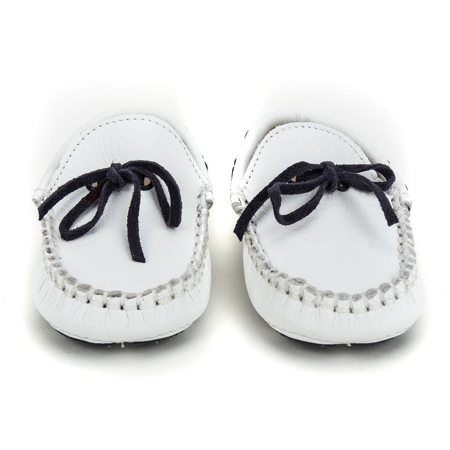 Boys White Suede Lace-up Leather Loafers