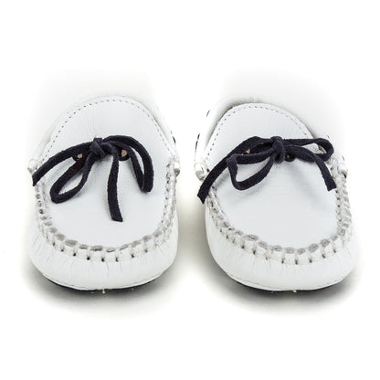 Boys White Suede Lace-up Leather Loafers