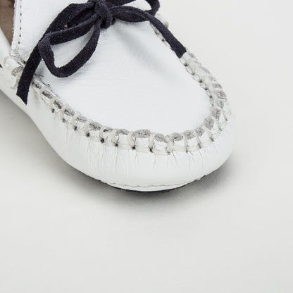 Boys White Suede Lace-up Leather Loafers