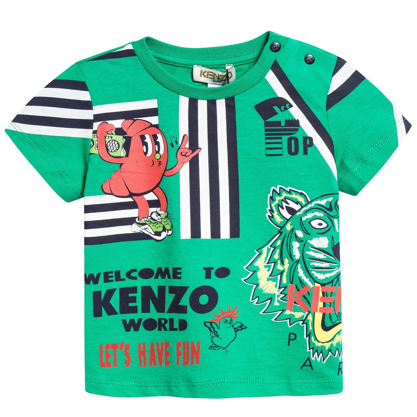 Baby Boys Green Printed Cotton T-shirt