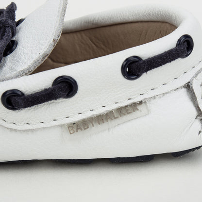 Boys White Suede Lace-up Leather Loafers