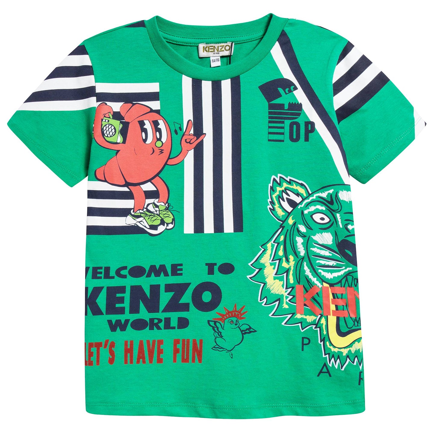 Boys Green Printed Cotton T-shirt