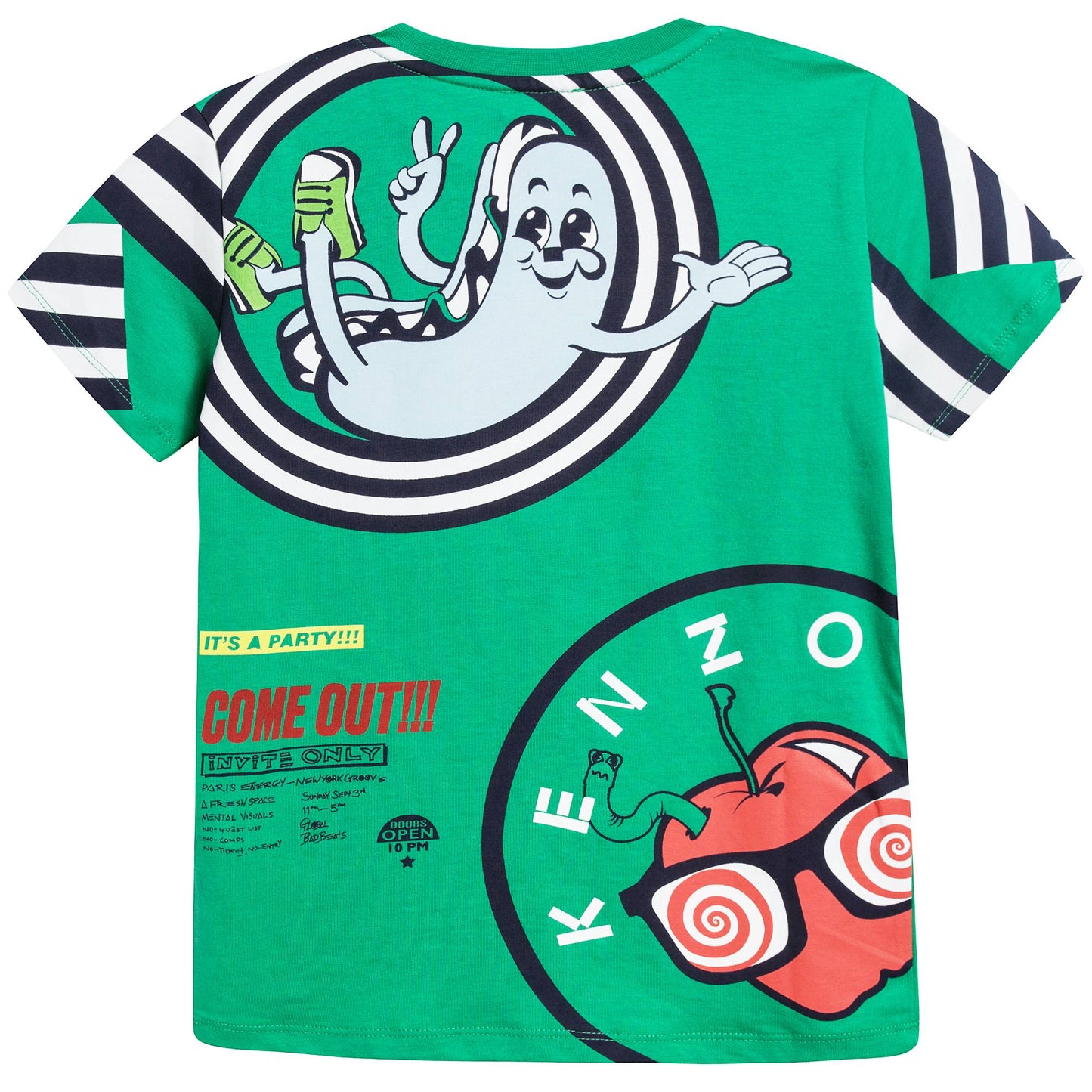 Boys Green Printed Cotton T-shirt