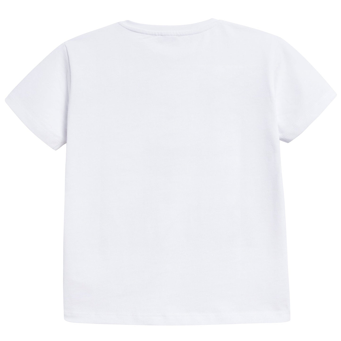 Boys White & Navy Tiger Printed Cotton T-shirt