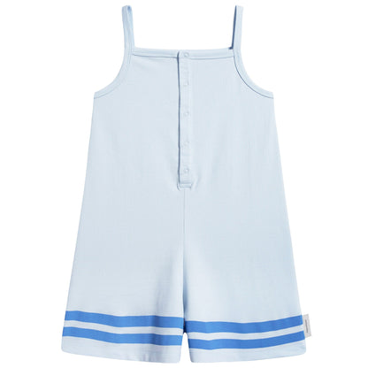 Girls Light Blue Pima  Cotton Rompers