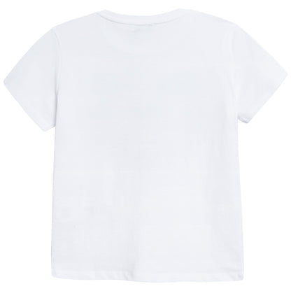 Boys White Tiger Printed Cotton T-shirt