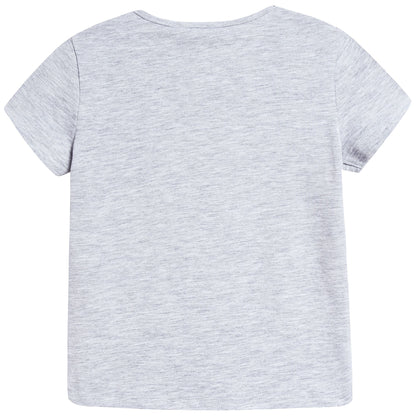 Girls Grey Tiger Printed Cotton T-shirt