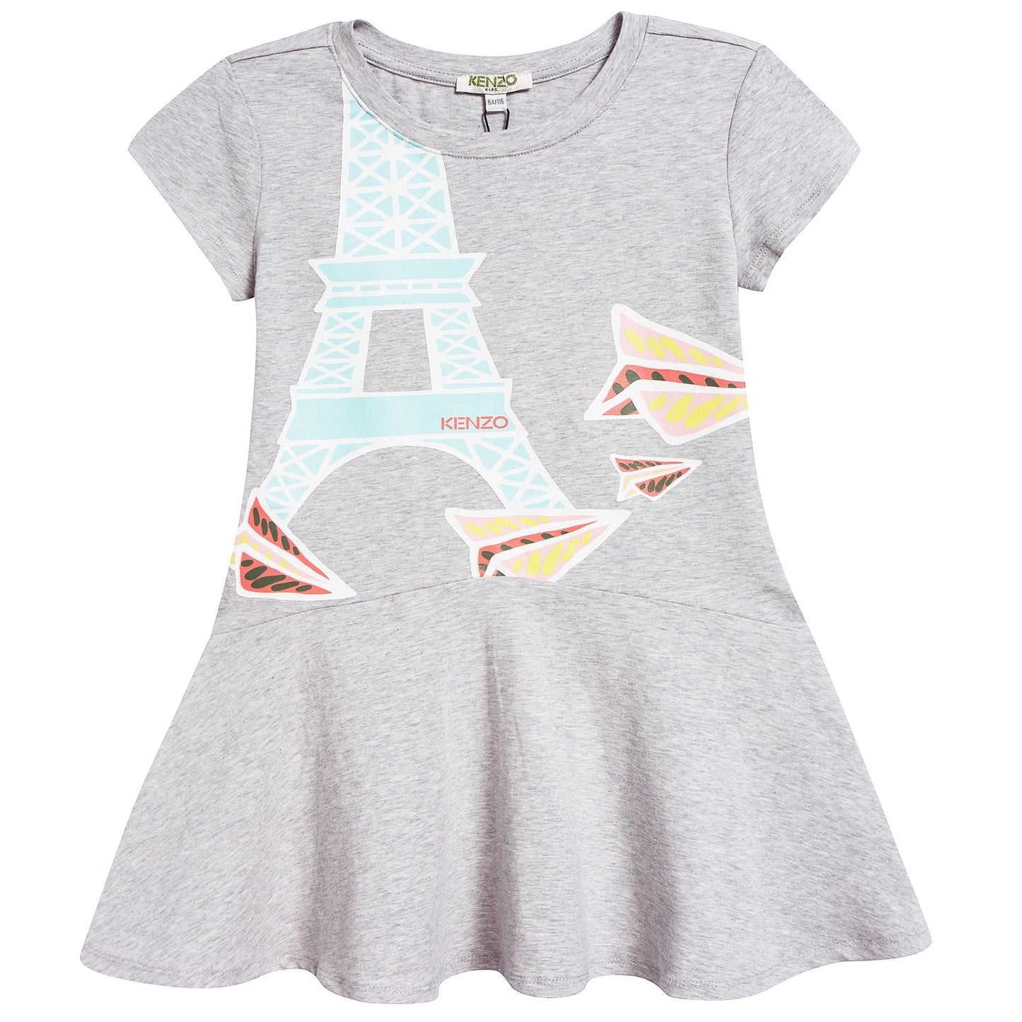 Girls Marl Grey Cotton Printed Dress