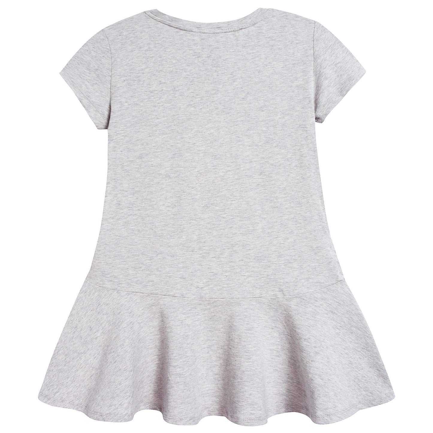 Girls Marl Grey Cotton Printed Dress