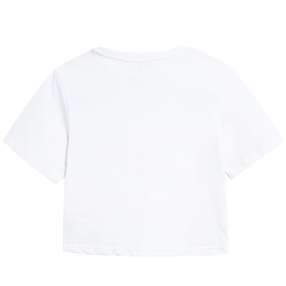 Girls White Logo Cotton T-shirt