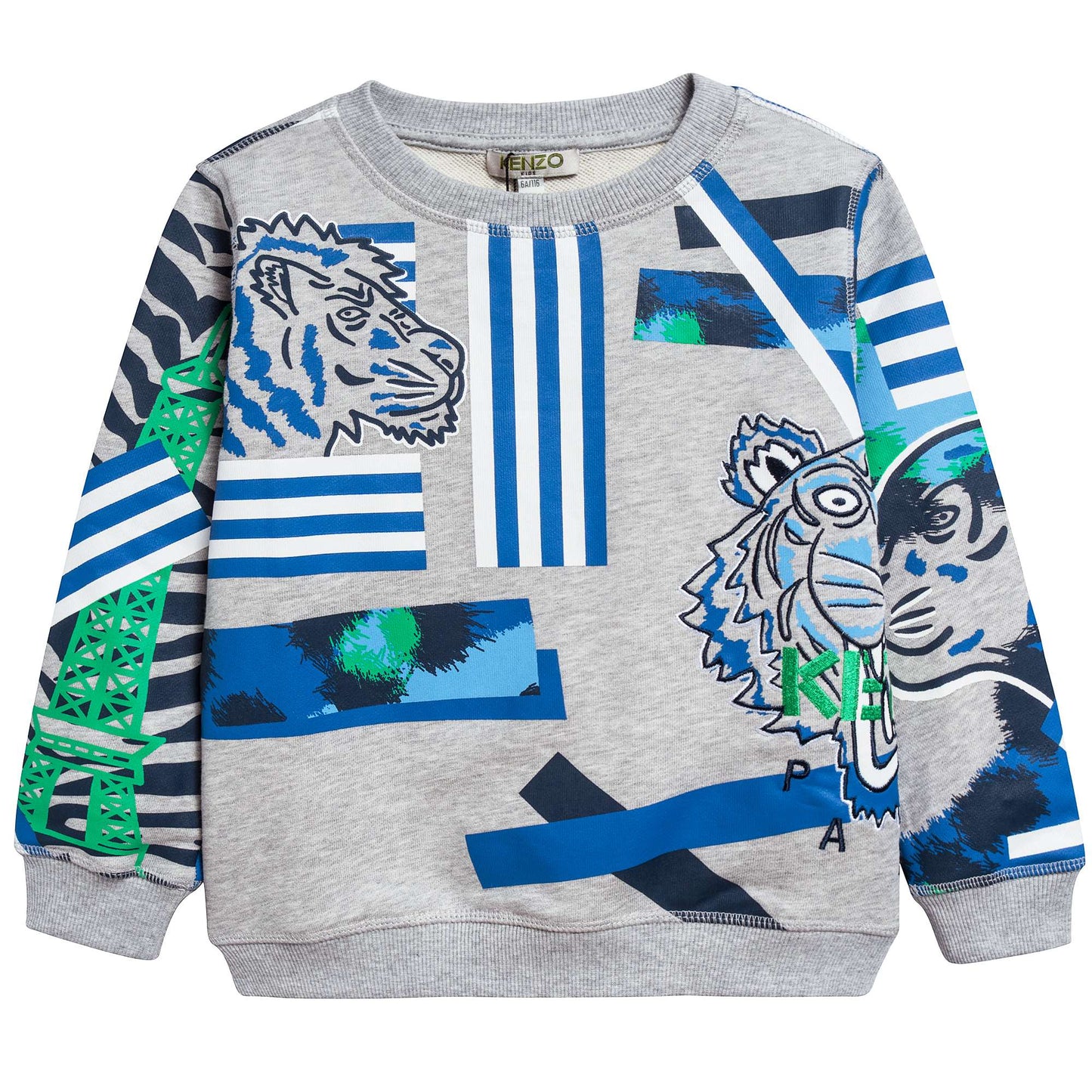 Boys Marl Grey Printed Cotton Sweater