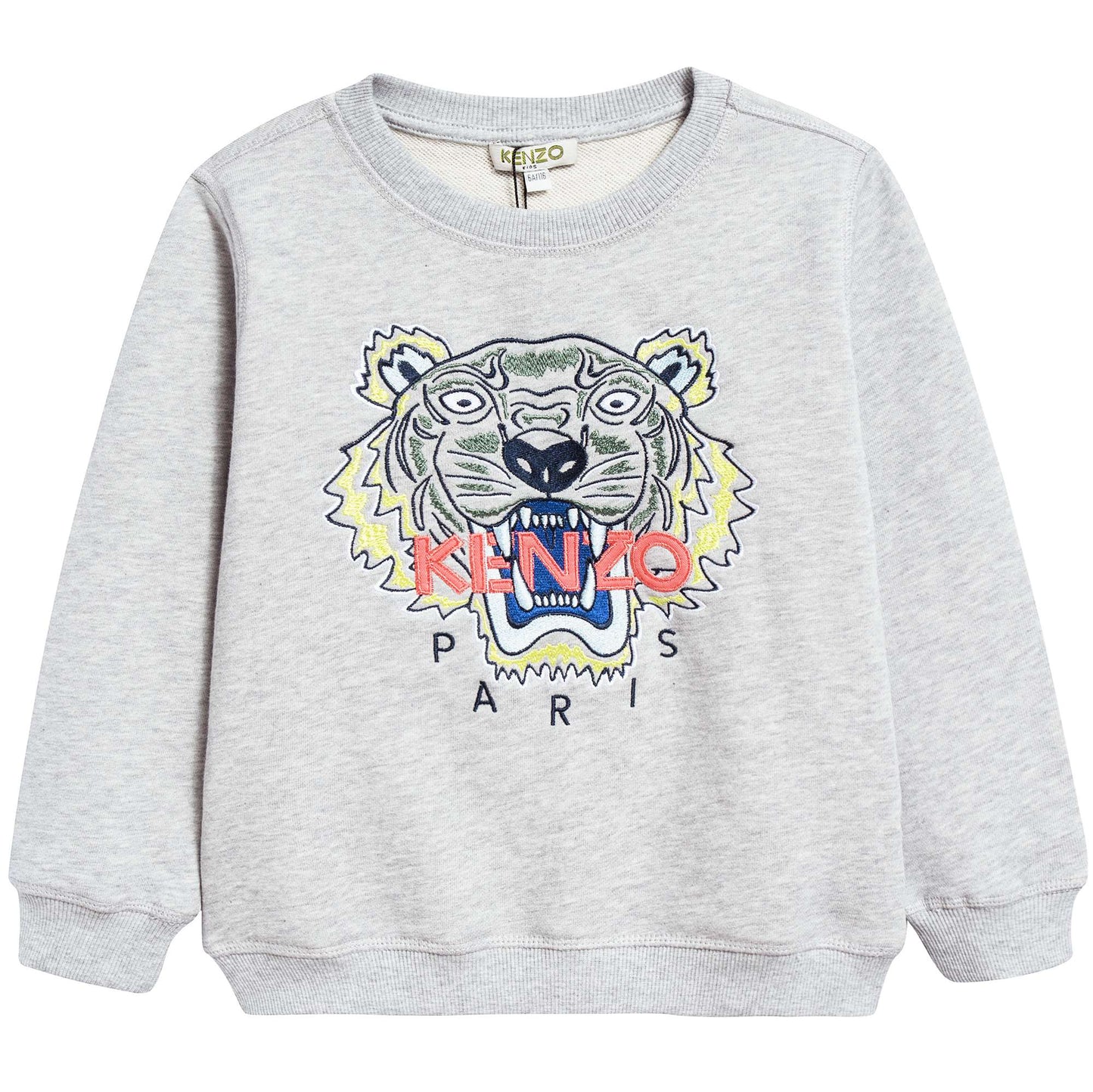Boys Marl Grey Tiger Printed Cotton Sweater