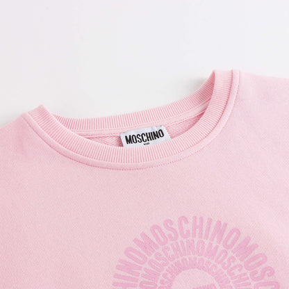 女童粉色圆形Logo棉连衣裙