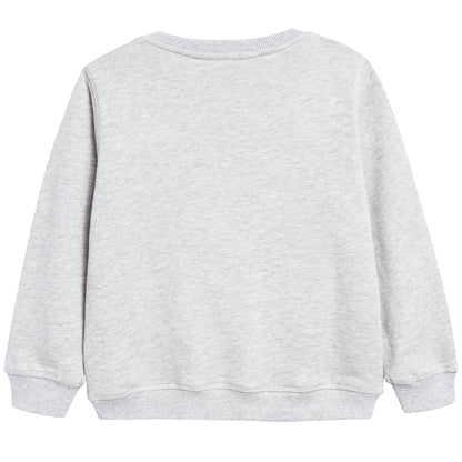 Boys Marl Grey Tiger Printed Cotton Sweater