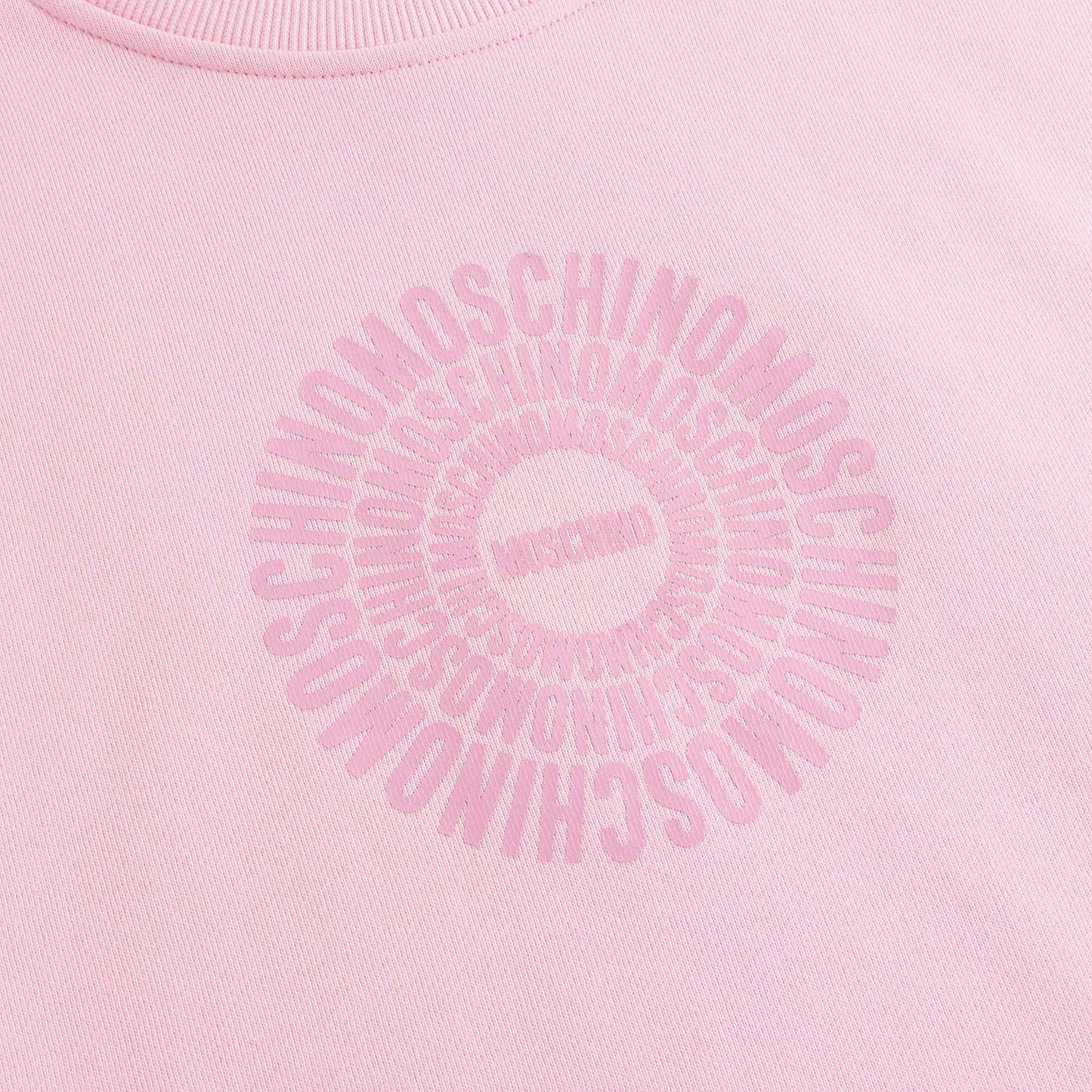女童粉色圆形Logo棉连衣裙