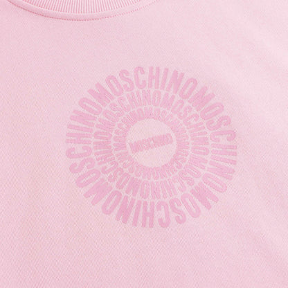 女童粉色圆形Logo棉连衣裙